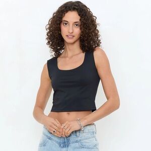 NWT Forever 21 size small Black Fitted thick strapped Crop Top